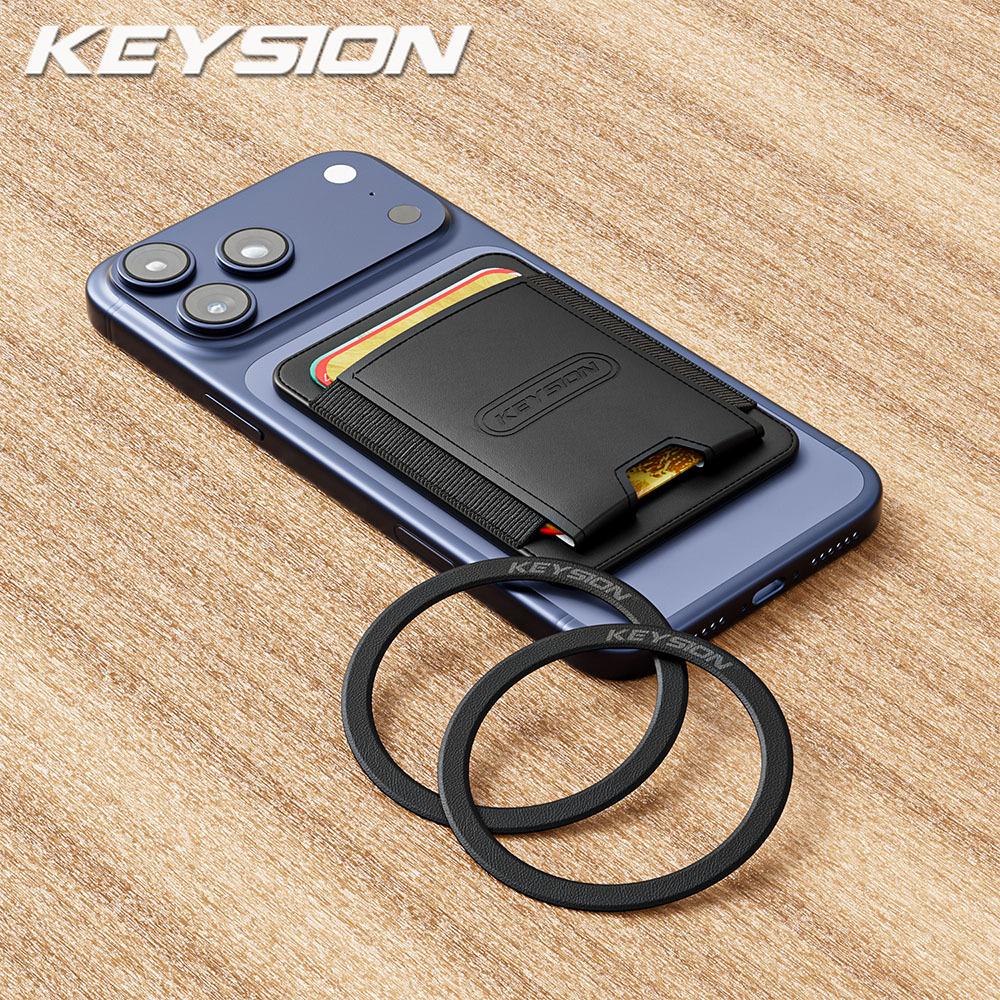 KEYSION Magnetischer Kartenhalter für Magsafe für iPhone 17 16 15 Pro Max Samsung Huawei Elastische PU-Leder Geldbörse Tasche Handyhülle
