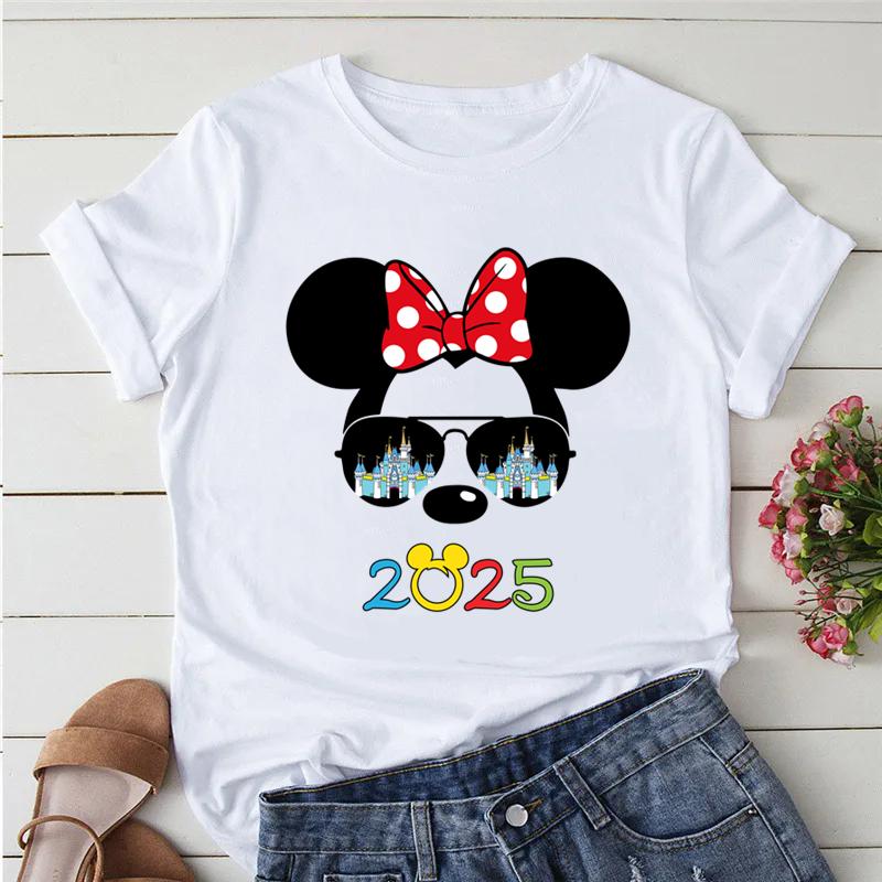 Disney Trip 2025 Printed Women Clothing White T-Shirts Y2k Fashion Female Streetwear Casual Tops Tee