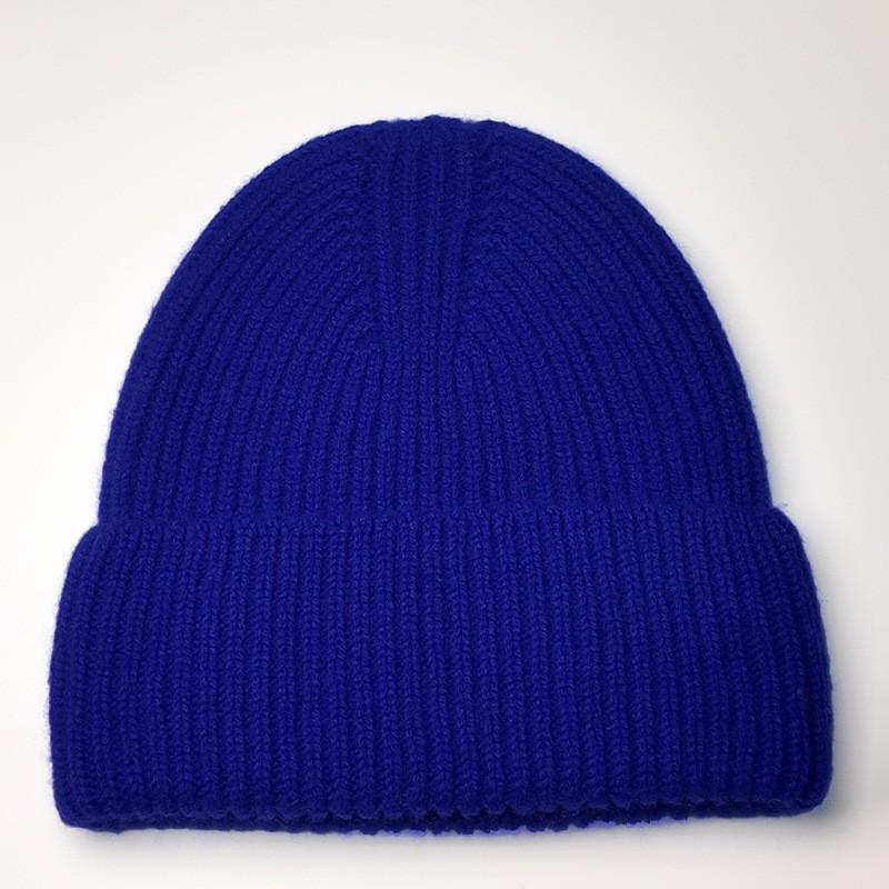 100% Wool Knit Beanie Hat Women Men Warm Ear Protection Winter Cap One-Piece Seamless Solid Color