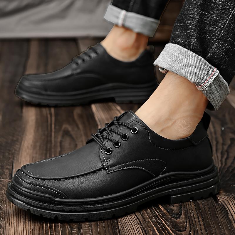 Leather Business Formal Shoes fashion Leather Soft Men Shoes Outdoor Casual black Board Shoes Men leather flats Zapatos Hombre