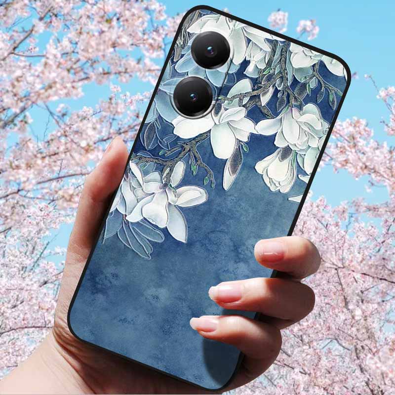 For Xiaomi Poco X7 Pro 3D Relief Flower Emboss Soft Silicone Case Cartoon Painted Back Cover for Poco X7 Pro with 3D Relief Case