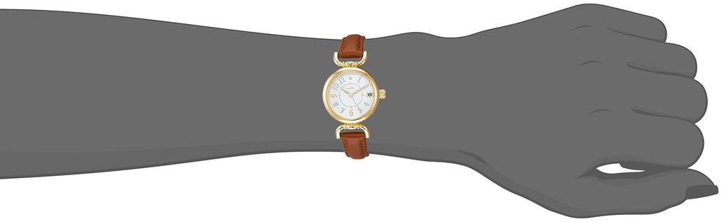 Fieldwork Ibany Analog Watch with Date Leather White Display, Strap, Dial, Brown, YM001-3, Women's