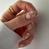 24/30PCS Simple Gold Colors Flower French False Nail Irregular Sun Moon Full Cover Fake Nails DIY Manicure Detachable Nail Tips
