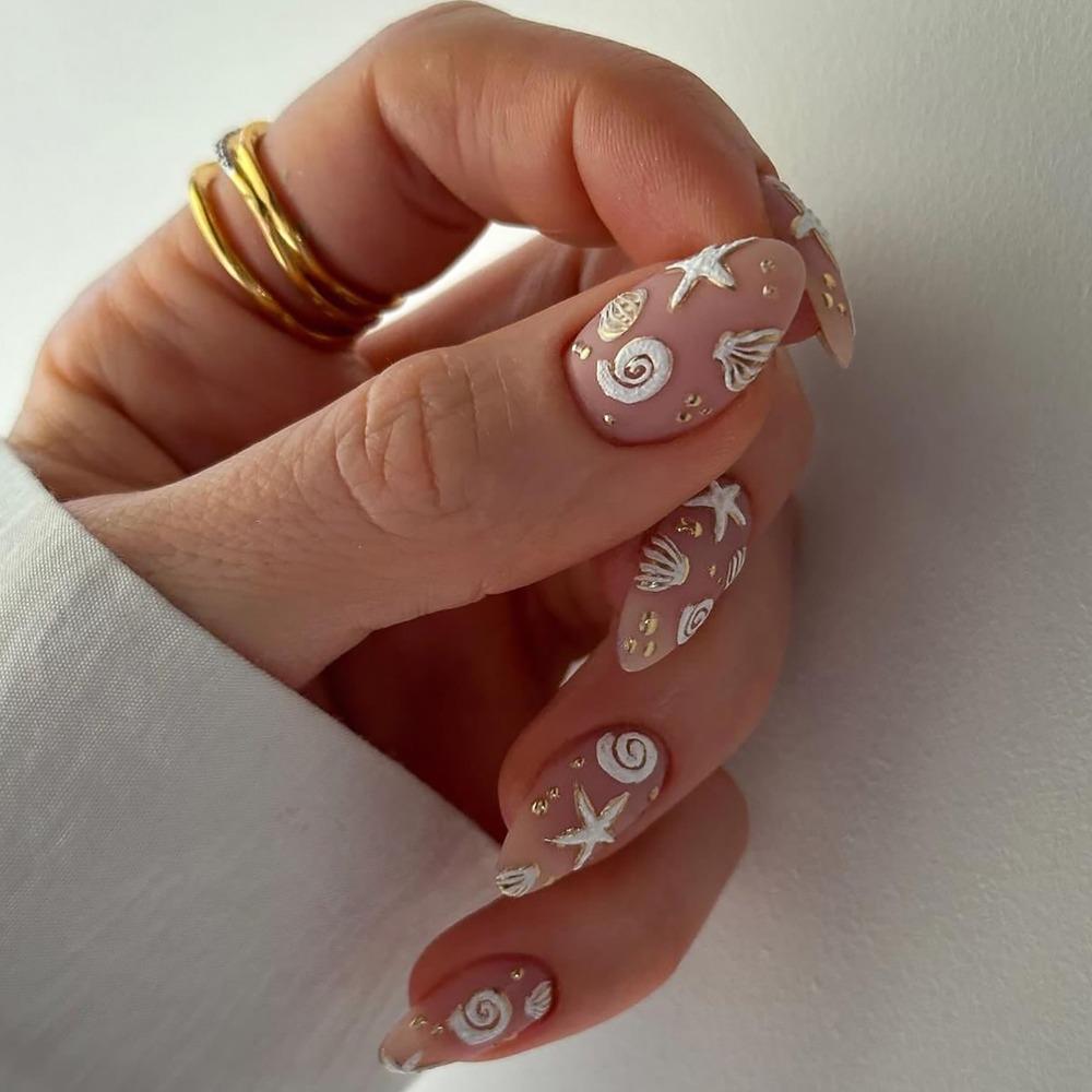 24/30PCS Simple Gold Colors Flower French False Nail Irregular Sun Moon Full Cover Fake Nails DIY Manicure Detachable Nail Tips