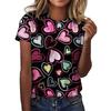Women's T-shirt 3D Pattern Printed Casual Short Sleeved Love Pattern Printing O-Neck Top Fashionable Street Women's Clothing