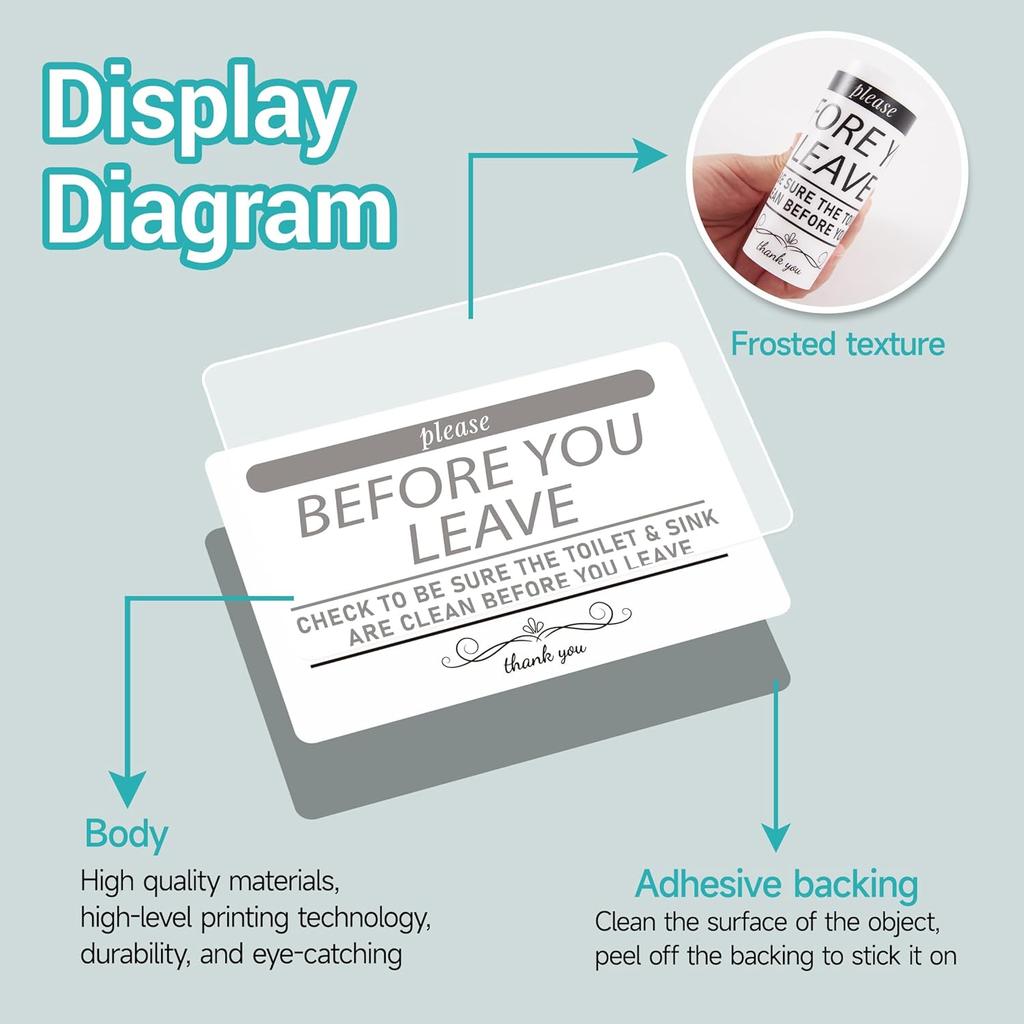 Help Keep Toilet Sink Clean, Clean Up Before You Leave Bathroom Rules Sign Sticker for Home, Business, Office, Store, Restroom, Public Toilet