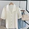 New ArrivalS Open Run Women S Rayon Pintuck Big Collar Short Sleeve blouSe