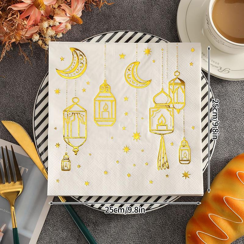 Ramadan Napkins Decorations  Eid Party Table Decoration Star And Moon Napkins Eid Dinnerware Eid Celebration Supplies