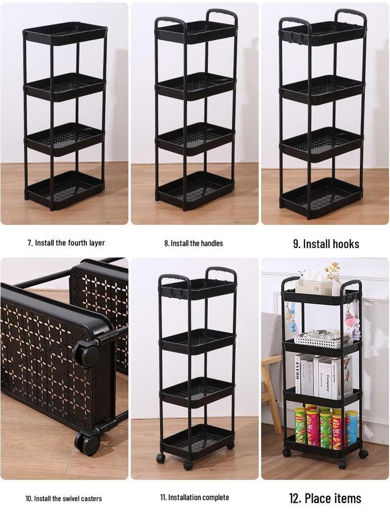 Compact Multi-Tier Storage Rack for Kitchen, Bathroom, and Living Room