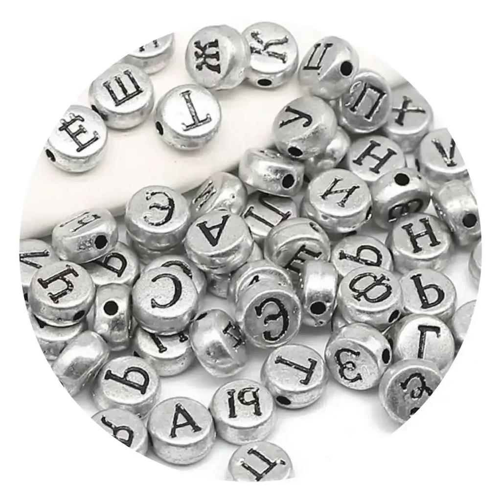 100/200/300/500pcs Acrylic Mixed Color Letter Beads Round Loose Spacer Russian Beads For Jewelry Making Diy Handmade Bracelet