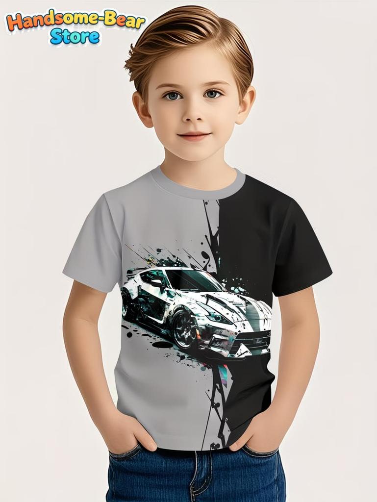 Kids Clothes Boys Tshirt Short Sleeve Stylish Car Racing Graphic T Shirts Children Summer Clothes Casual Streetwear Boys Clothes