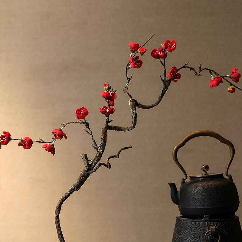 

Дзен Шовковий Букет Квітів Сливи: Зимове квіткове мистецтво для декору вітальні та журнального столика