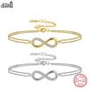EFFIE QUEEN Simple 925 Sterling Silver Infinity Bracelet for Women Charms Bracelet Fashion Daily Party Jewelry Lover Gift SB136