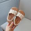 Roman Style Flower Decor Beach Sandals, Soft Sole Open Toe Trendy Shoes for Girls