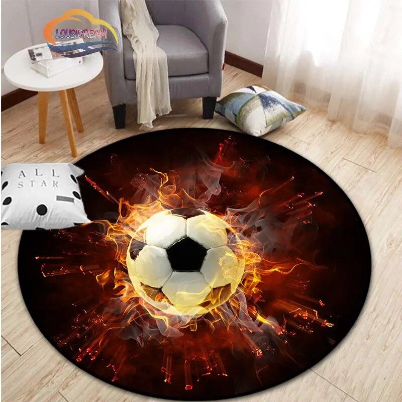 Εικόνες ποδοσφαίρου χαλί κινουμένων σχεδίων ποδοσφαίρου διακόσμηση σαλονιού στρογγυλή καρέκλα κρεβατιού χαλάκι σπίτι πόρτα εισόδου παιδιά
