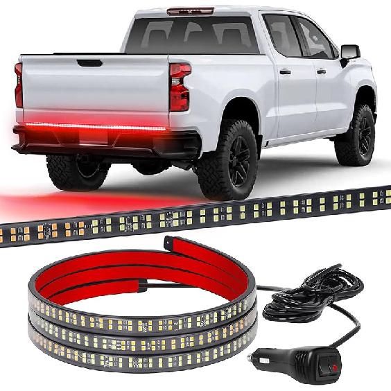 XRIDONSEN 48 Inch Truck Tailgate Strobe Lights Strip Rear Window Lights 288 LED Tail Emergency Light Bar Amber White Flashing Warning Hazard Safety