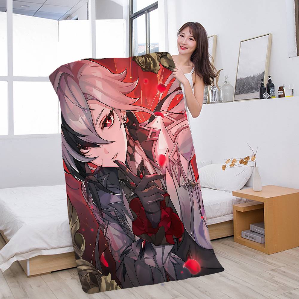Genshin Impact Arlecchino Anime Beach Swimming Towel Soft Absorbent Washcloth Children's Gifts For Kids Travel Camping Gym