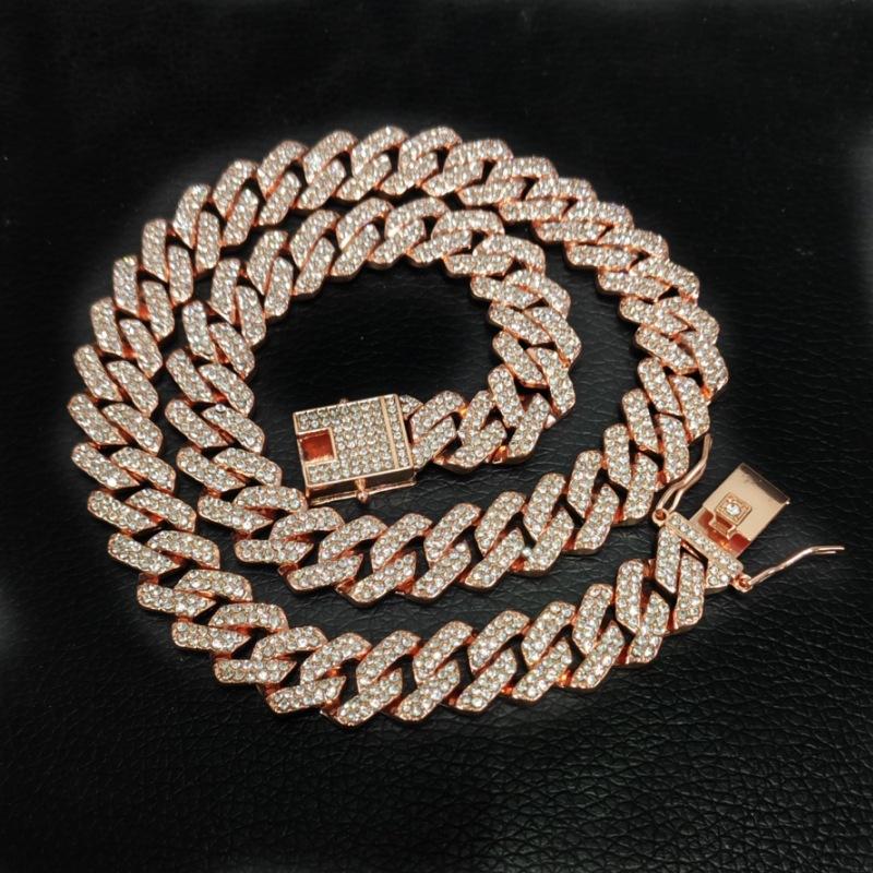

Цинковый сплав Материал 14 мм Толщина Шифрование Полный Бриллиант Бриллиант Кубинская Цепочка Ожерелье Рэп Хип-Хоп Ювелирные Изделия 45cm