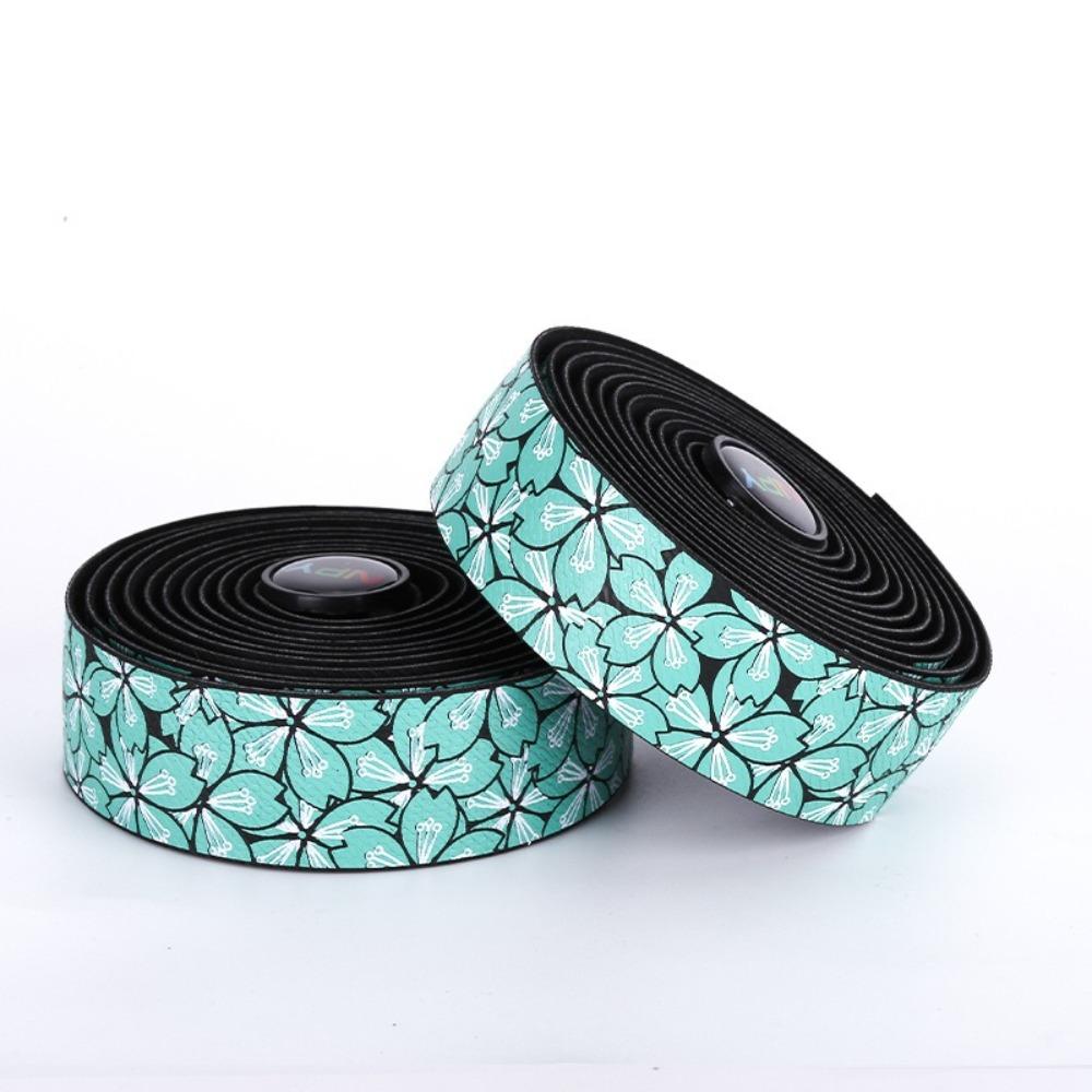 

PU EVA Sakura Bike Handlebar Tape With 2 Plugs Bicycle Handle Bar Belt Cycling Accessories синій/чорний