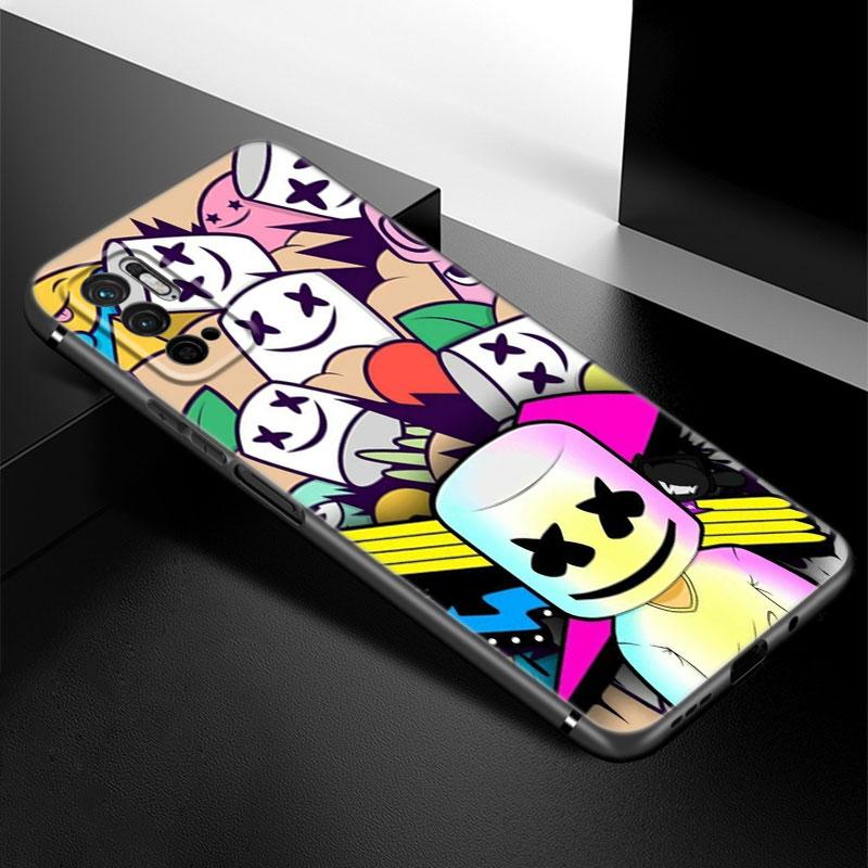 DJ Marshmallow Phone Case For Xiaomi Redmi Note 7 8 9 10 Lite 11 11E 11T 12 Pro 11S 4G 10T 5G 8T 9S 10S Soft TPU Black Cover