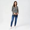 2022 New European and American Long-Sleeve Striped V-Neck Nursing Maternity Top