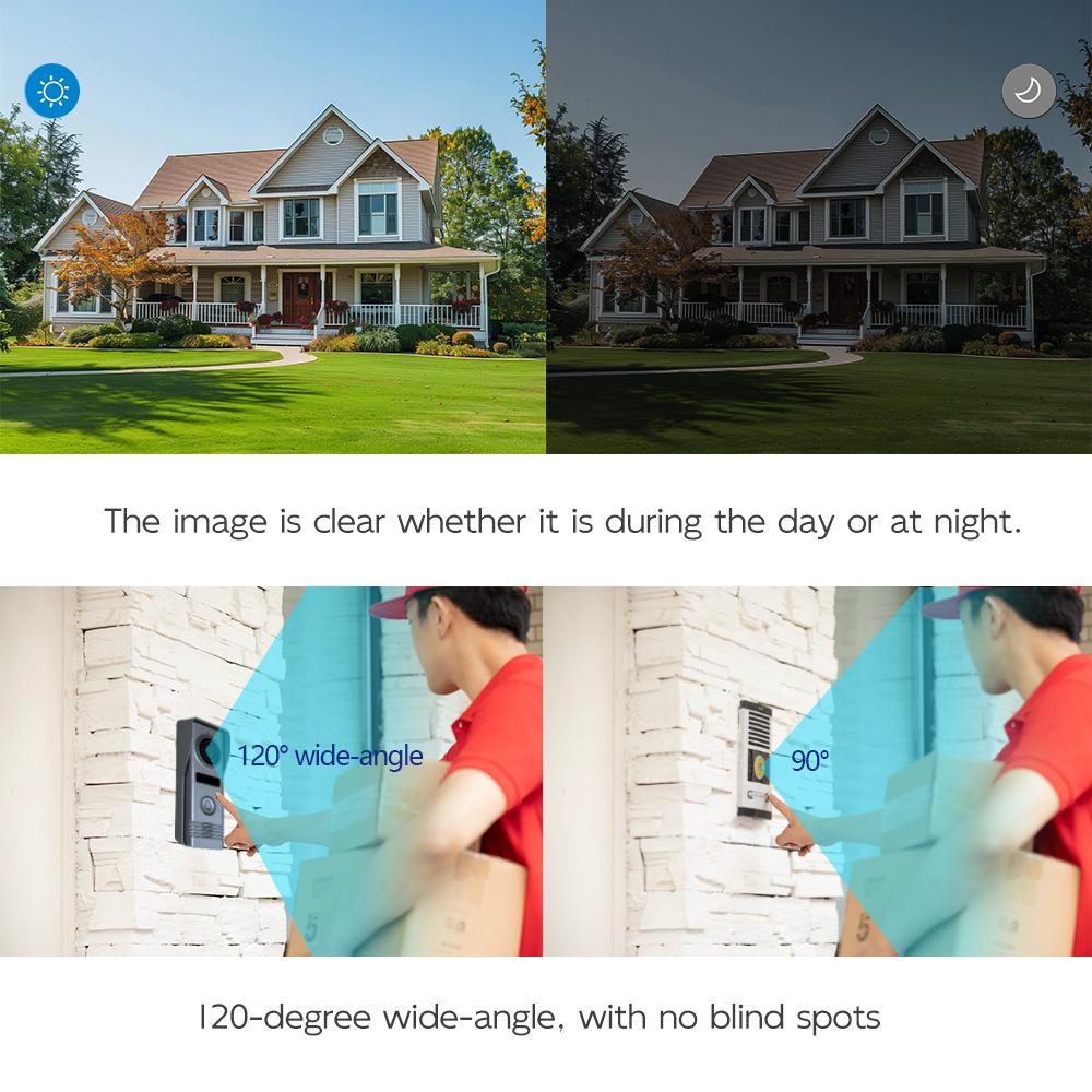 2 Wire 7 Inch Touch Screen 1080P HD Video Door Phone Intercom System Kit WiFi RFID Unlock IP65 Waterproof Tuya App Home Security