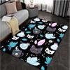 Charming Skull Cat Halloween Floor Mat - Machine Washable Polyester Rug for Living Room & Bedroom Decor