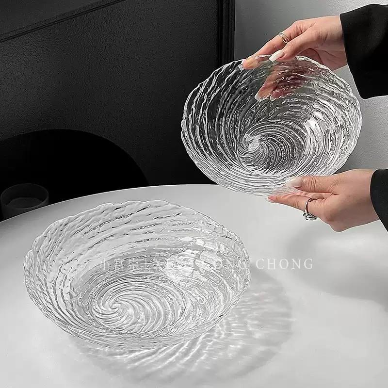 Irregular Ice Glass Bowl Salad Fruit Dessert Home Kitchen