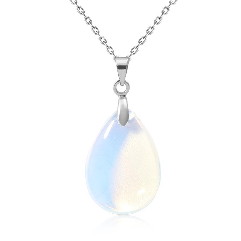New Fashion Natural Stone Crystal Pendant Teardrop Simple Pendant Necklace Earrings Making Jewelry With Chain Collar