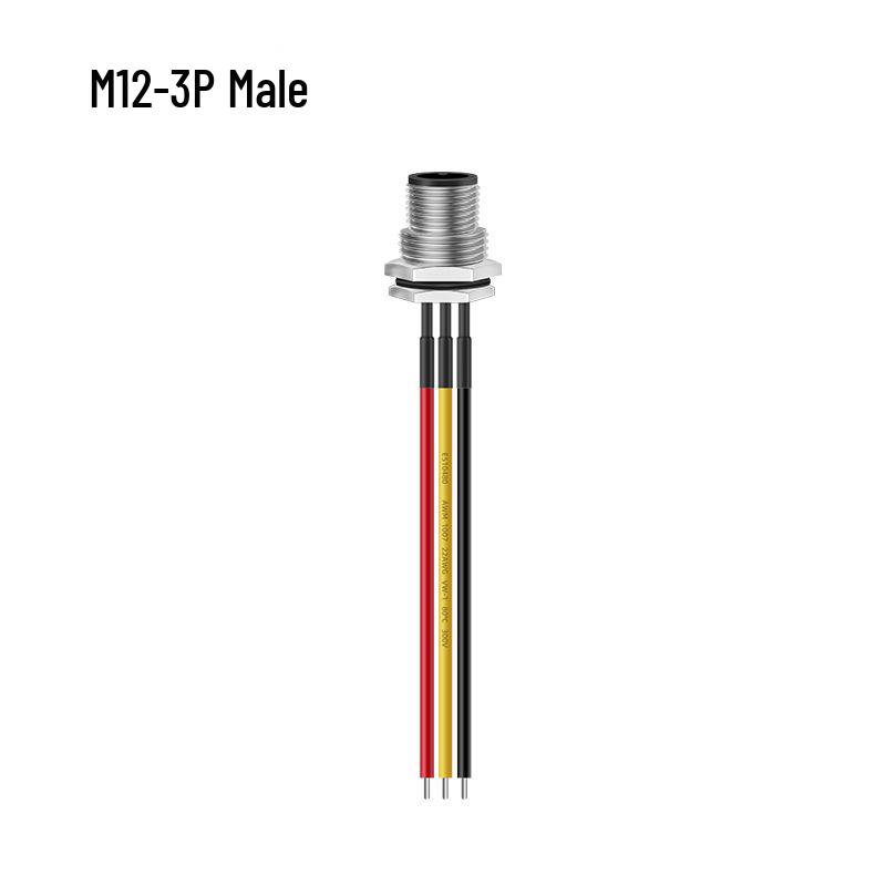 M12 Waterproof Aviation Plug Cable: 2P-6P Multi-Core Sensor Connection with Flange Mount M/F Connector.
