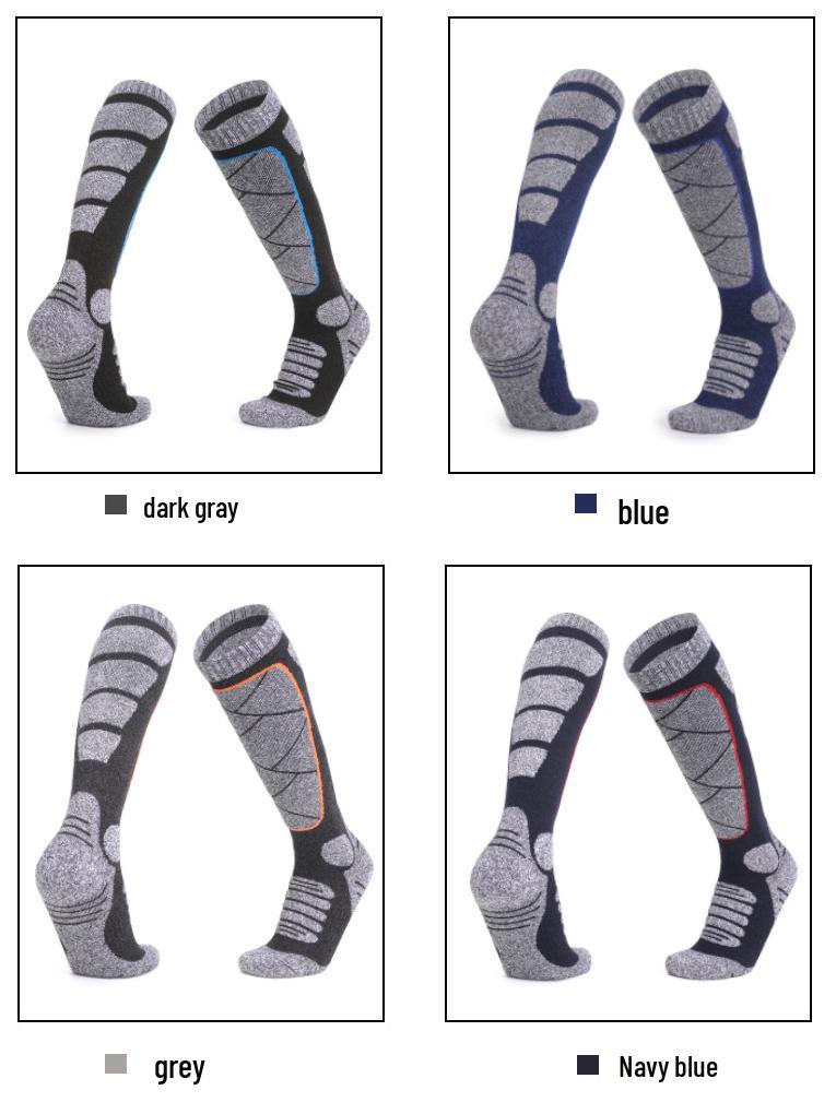 Men's Two Wolves Ski Socks - Thick, Warm, Odor-Resistant, Breathable, Sweat-Absorbent, Towel Bottom, Mountaineering Long Socks