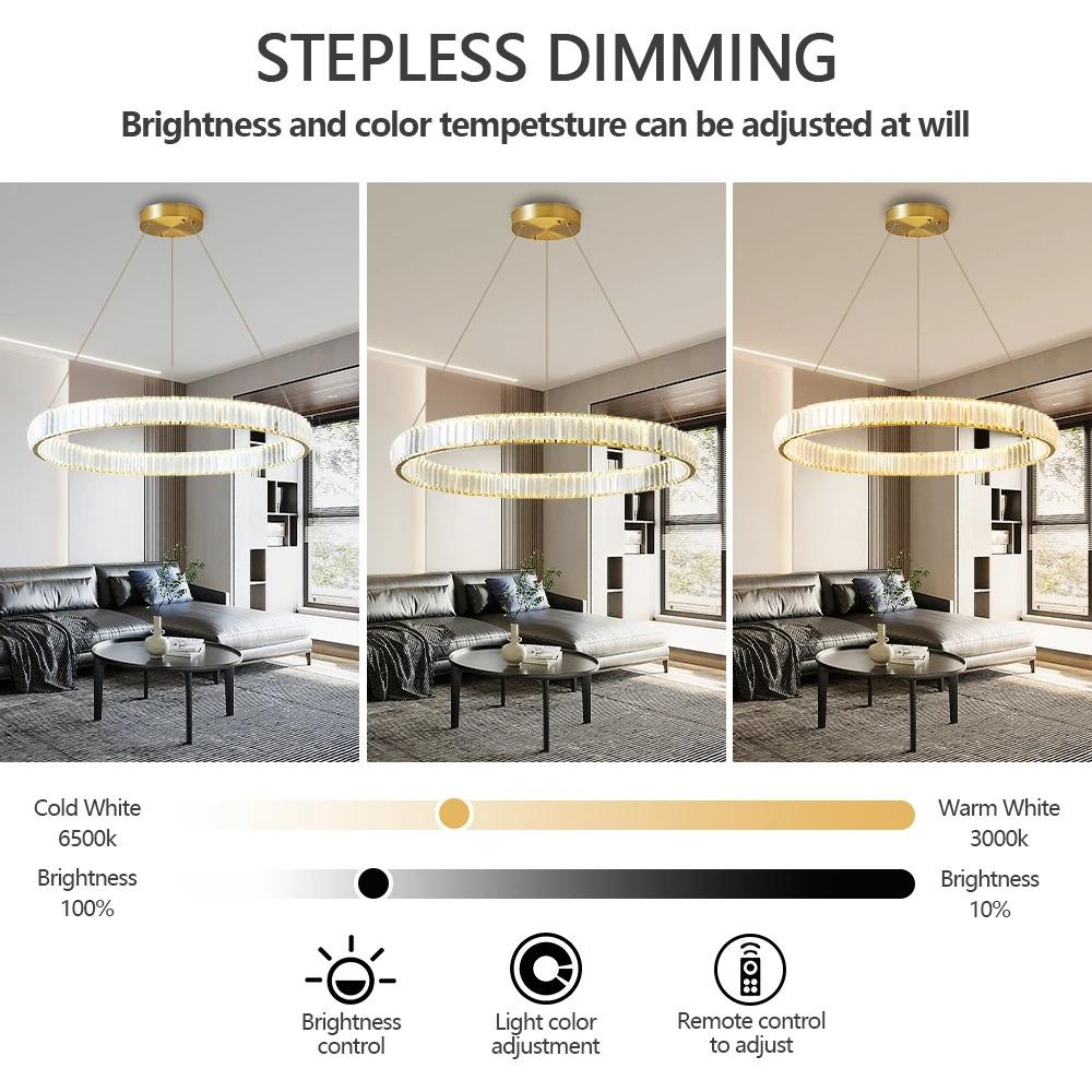 Nordic LED Pendant Lights Modern Crystal Chandelier for Living Room Bedroom Home Decor Hanging Lamp Luster Lighting Fixtures