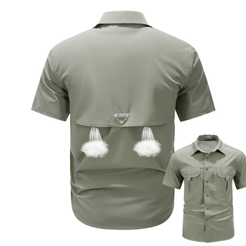 Summer Quick Drying Short Sleeved Shirt Men's Outdoor Loose Sports Quick Drying Clothes Inch Shirt Casual Hiking Fishing Shirt