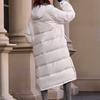 Adidas Puffy Long Down Jacket Warm Sports Casual Hooded Long Sleeve Down Coat Women Jacket Han-Jade-White JV6196
