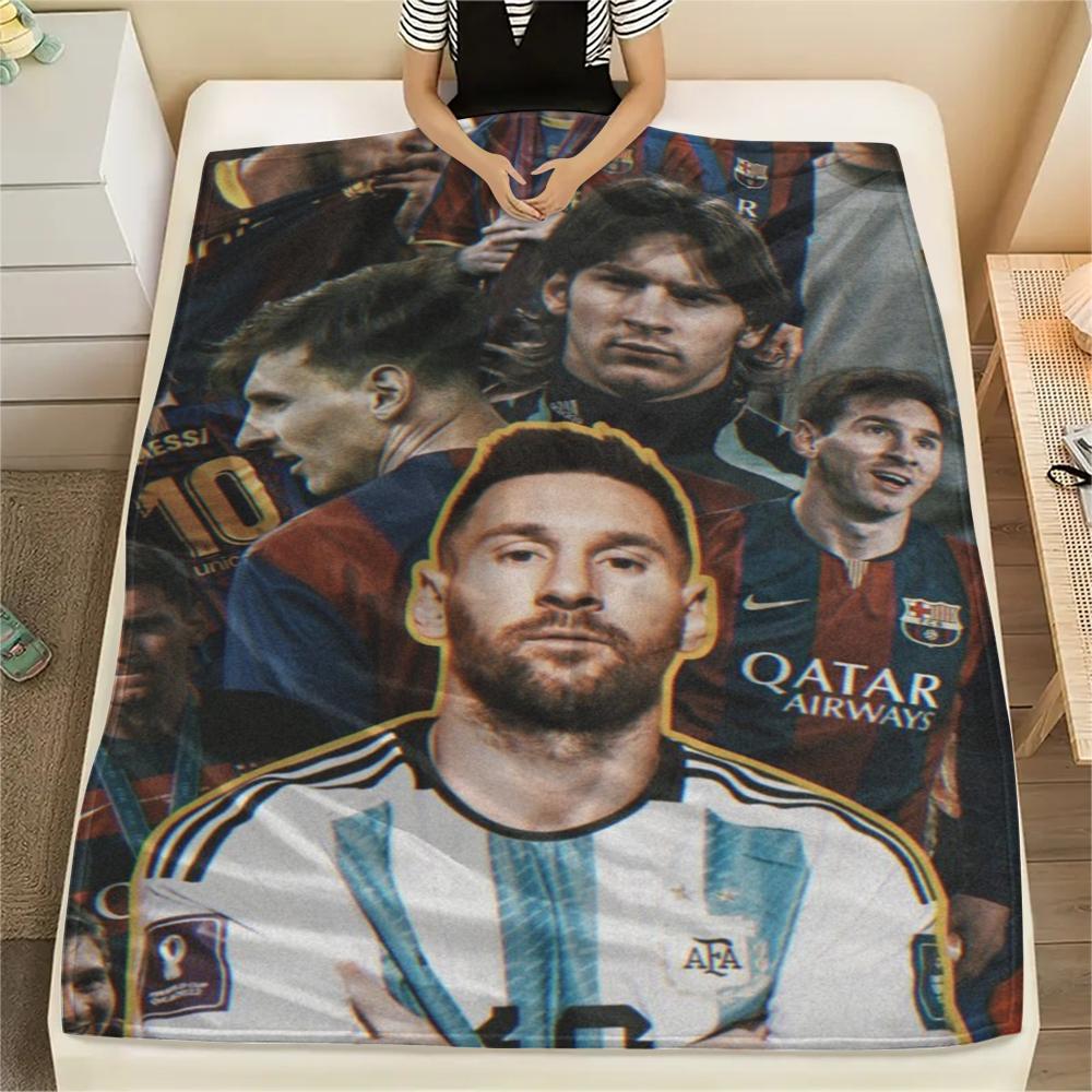 1Pc messi Print Flannel Blanket, High quality Comfortable for All Seasons, Home Decor, Warmth and Comfort, Perfect for Christmas GiftS