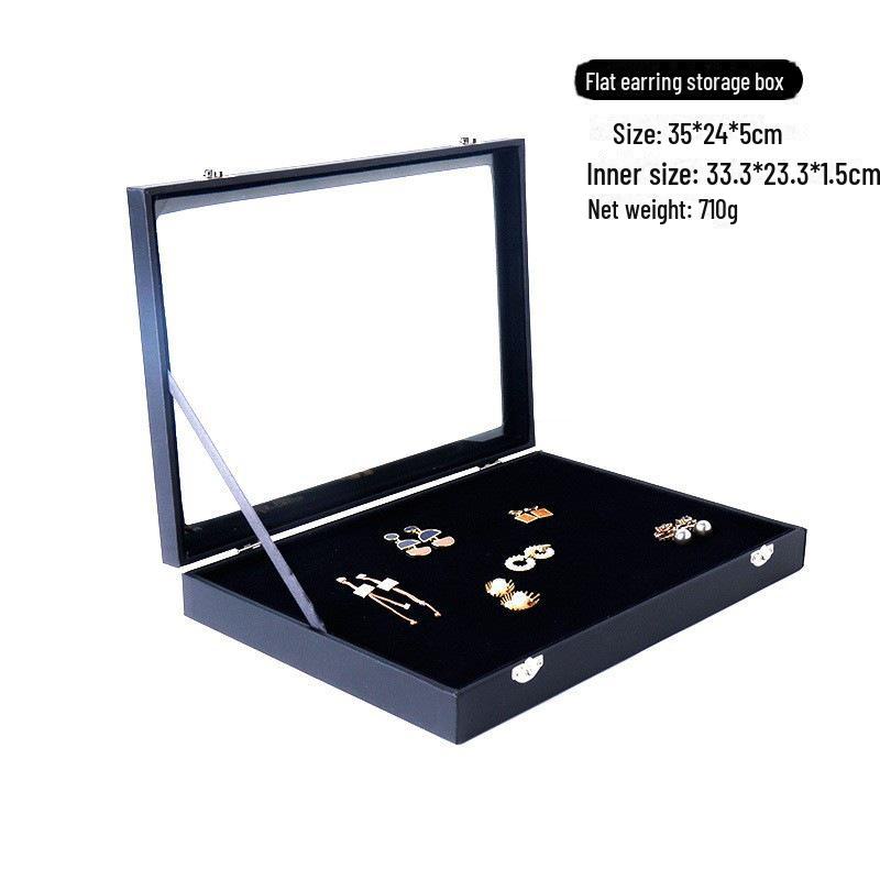 Schwarze Samt-Schmuckschatulle mit Gitter und Deckel - Hochwertige staubdichte Aufbewahrung für Halsketten, Ringe und Ohrringe
