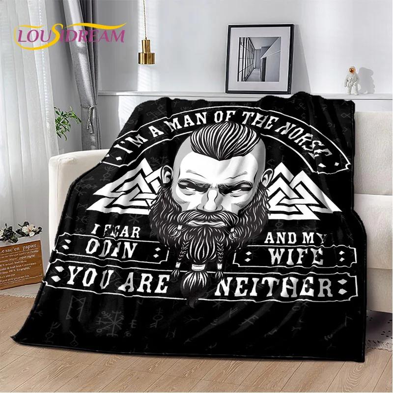 3D Viking Odin Valhalla Nordic Mythology Cartoon Blanket,Soft Throw Blanket for Home Bedroom Bed Sofa Picnic Office Travel Cover