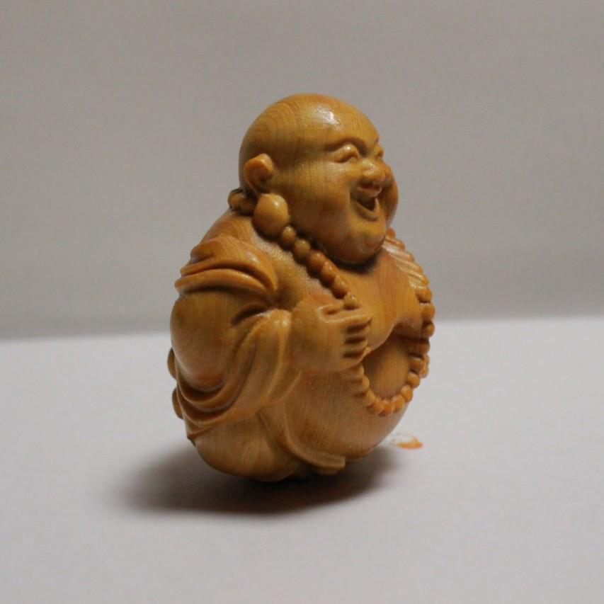 Cliff Cypress Happy Laughing Buddha Hand-Carved Pendant