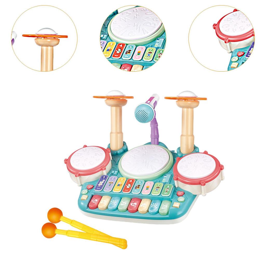 Kids Drum Toy Electronic Keyboard Drum Kid Music Toy with Microphone Baby Beginner Drum Set for Preschool Boys Kids Children
