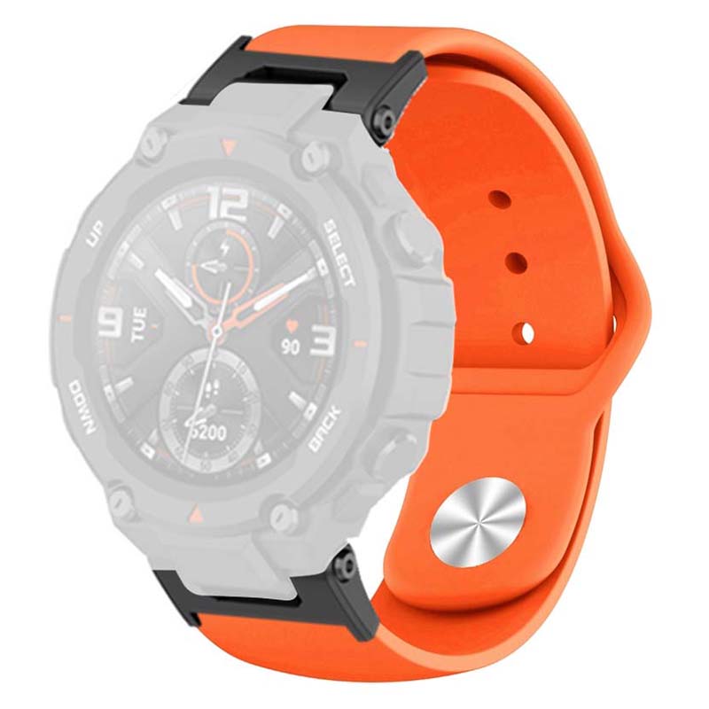 

For Huami Amazfit T-Rex/T-Rex Pro Armband Silicone Watch Strap with Alloy Buckle Orange