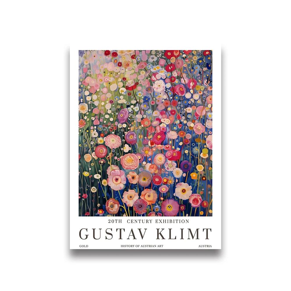Vintage Gustav Klimt Blumengarten-Drucke Fuchs Mond und Dorf Klimt Museum Poster für Wohnzimmer Schlafzimmer Studentenwohnheim Heimdekoration 21x30cm Unframed