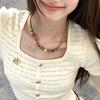 Color Glazed Beaded Necklace Women's Summer Dopamine Niche Retro Accessories Collarbone Neck Chain