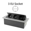 Aluminum Panel Desk Socket EU Socket Desktop Outlet With Cable Plug Hidden Socket  Kitchen Counter