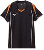Mizuno Volleyballspiel-Trikot (Kurzarm), V2MA9087, Schwarz x Orange, Größe XS (Japan XS)