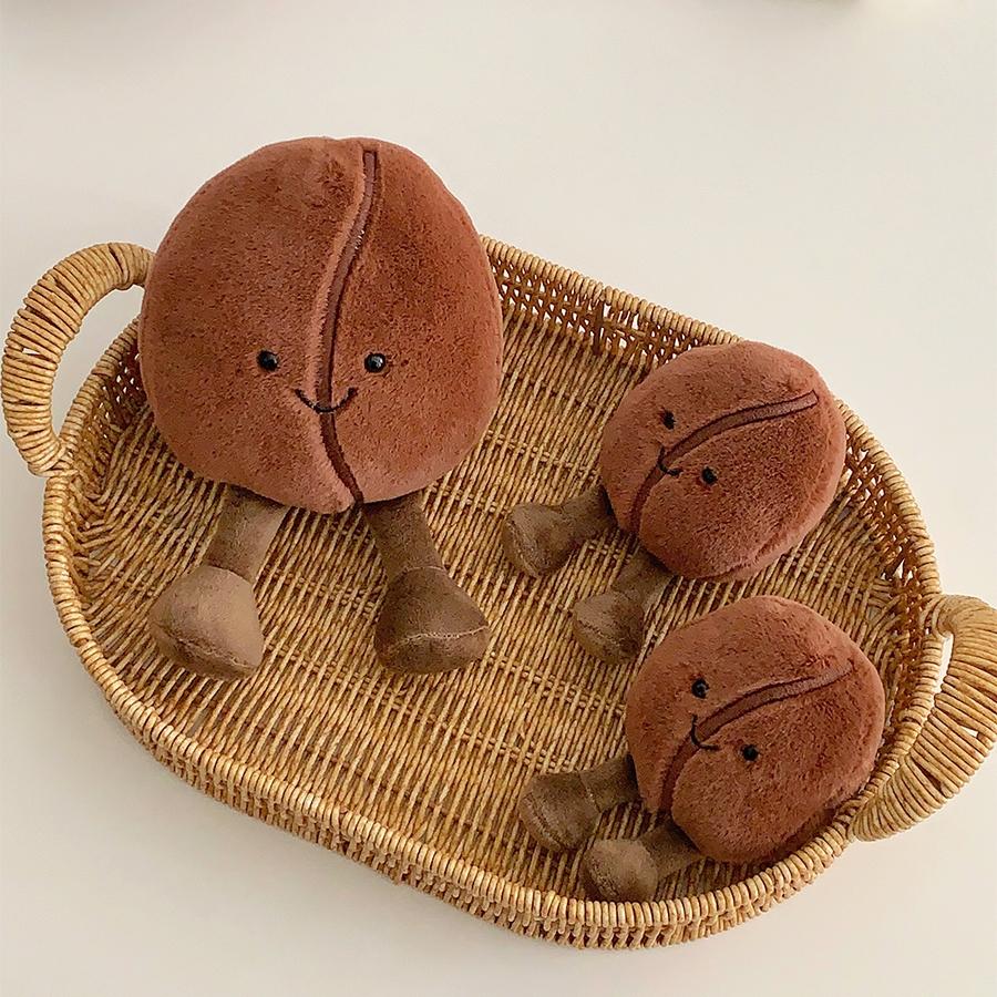 Simulated Coffee Bean Plushies Soft Doll Brown Coffee Food with Foot Adorably Plush Toy Home Decor Xmas Gifts Girl