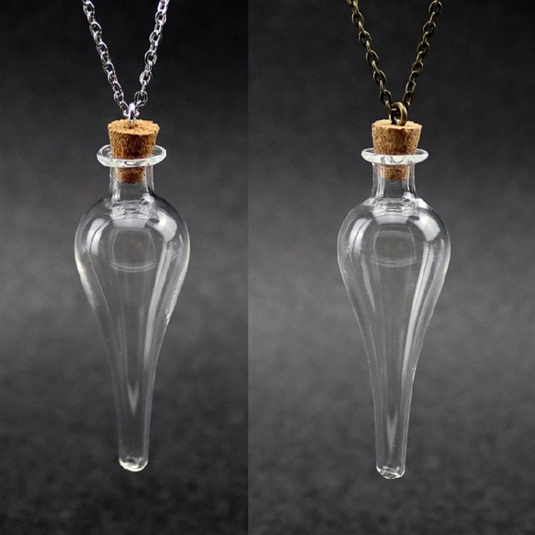 DIY Glass Bottle Necklace with Cork Stopper Wishing Potion Lucky Charm Choker