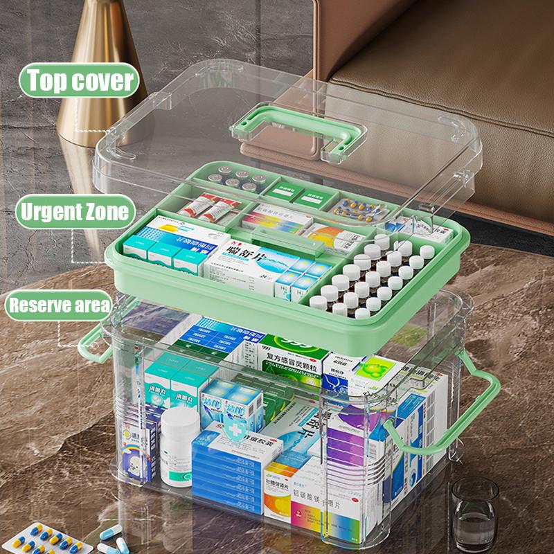 1PC Double-Layer Medicine Box Storage Box - Portable Medicine Cabinet With Handle, Household First Aid Medicine Box