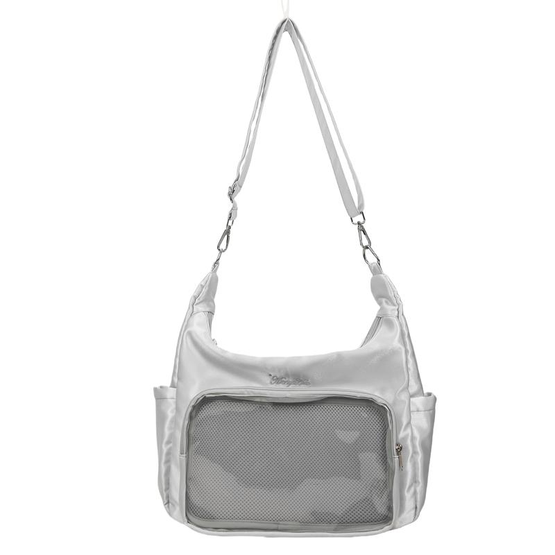Fashion Aesthetic Soft Fabric Hobo Bag for Women Clear Pocket Ita Crossbody Bag Kawaii Girls Casual Shoulder Bag for Daily