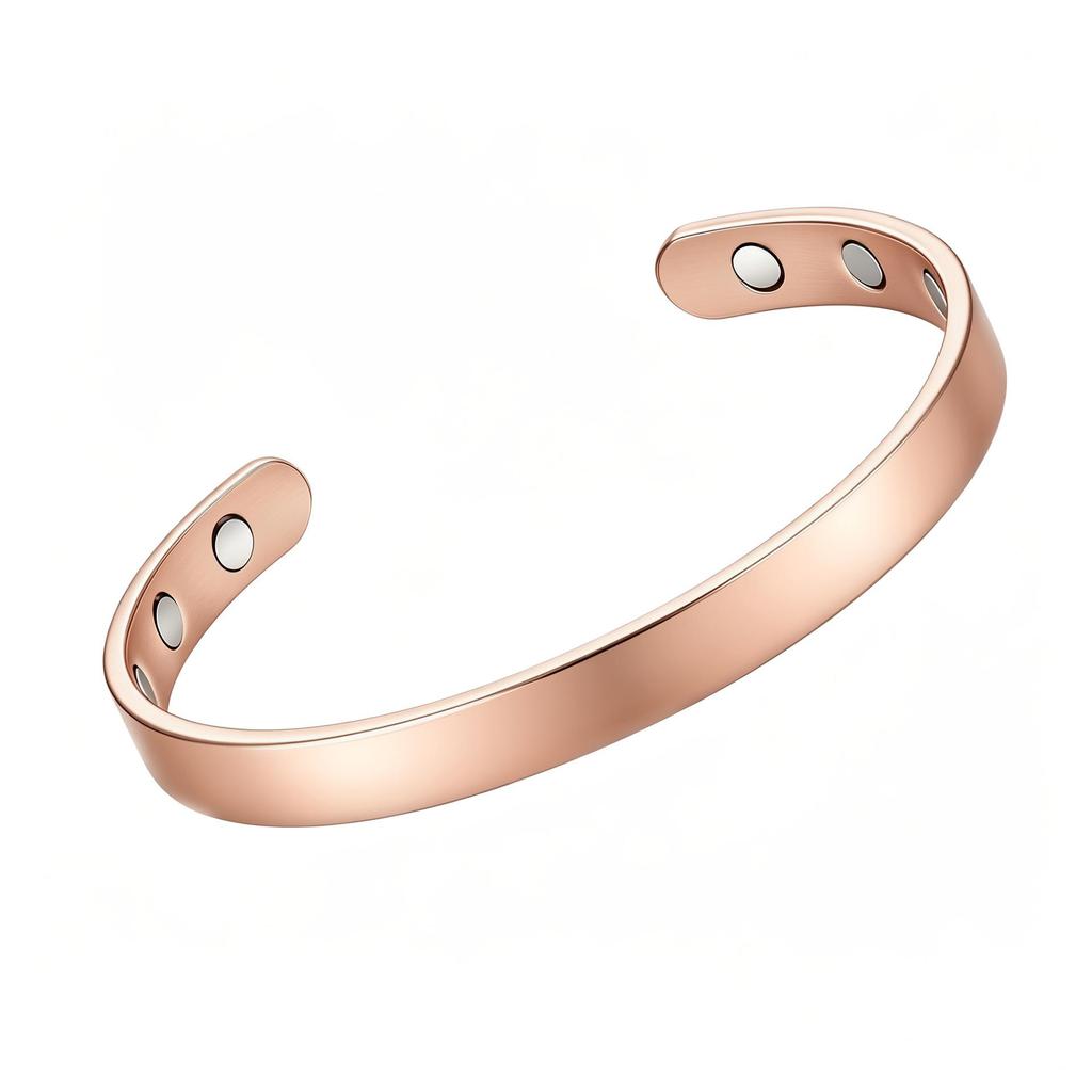 Magnetic Stone Bracelet Ring Set: Vintage Red Copper Floral Jewelry for Men & Women
