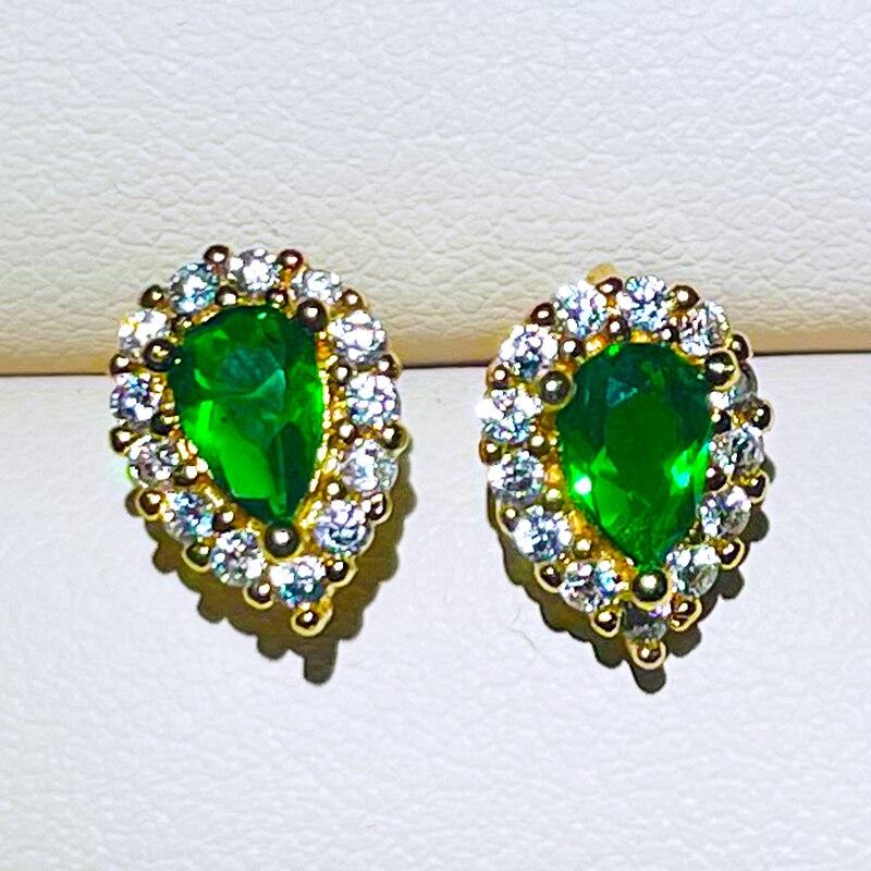 

BELLA BOX винтажные ювелирные изделия серьги-гвоздики для женщин с каплей воды зеленый циркон изящные ювелирные изделия в подарок зелёный